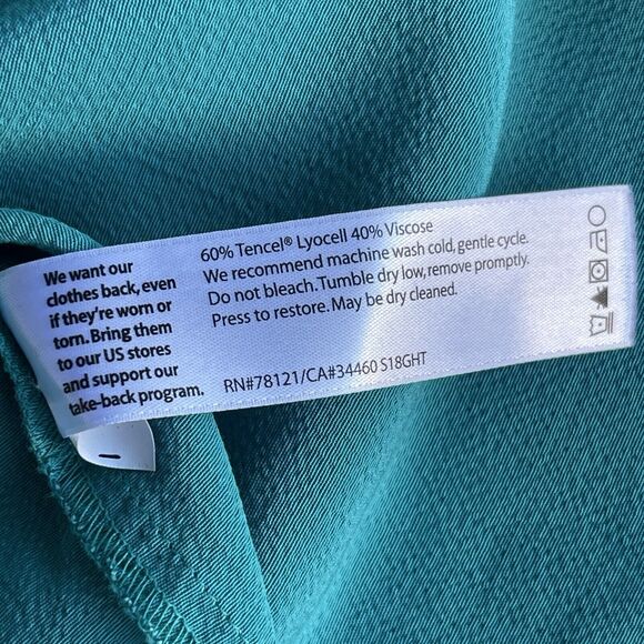 Eileen Fisher Womens Drop Waist Dress Petite Small Casual Turquoise Flowy - Picture 4 of 8